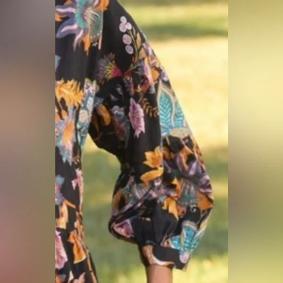 ANTHROPOLOGIE THE CAROLITA PRINTED TIERED MAXI DRESS SIZE S BLACK MOTIF NWT - Picture 7 of 14